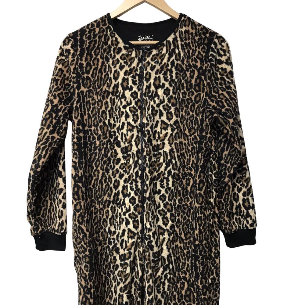 Nick and Nora Pajamas Small Footed Sleep Suit Leopard Print Brown Beige Black